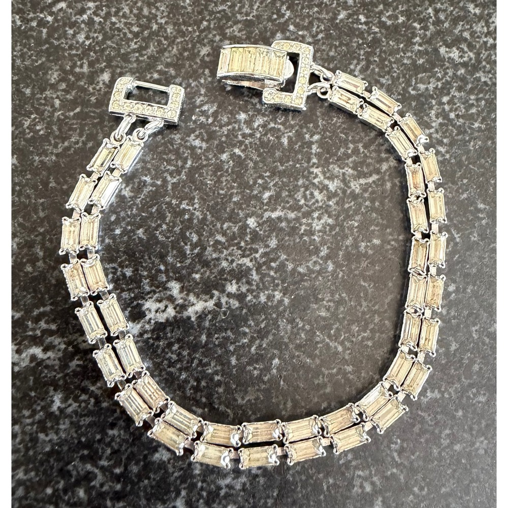 Vintage Trifari 2 Strand Rhinestone Bracelet